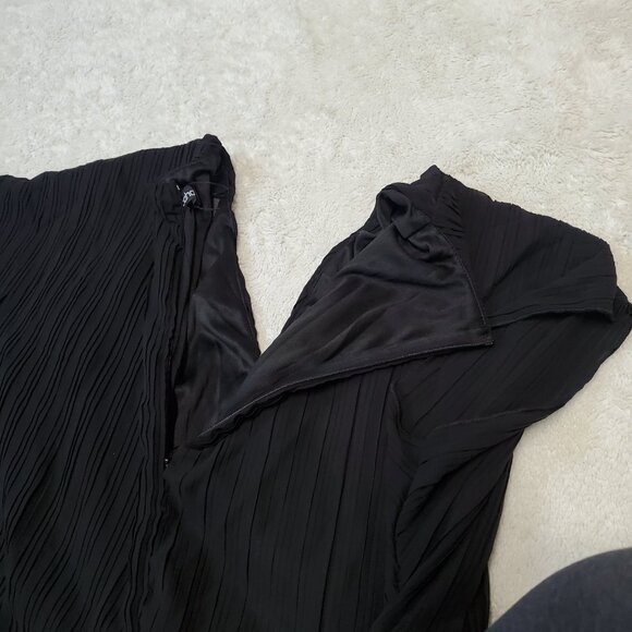 NWT Boohoo Black Occasion Office Formal‎ Pleated Wrap Plus Size Midi Dress 20 - Picture 6 of 11
